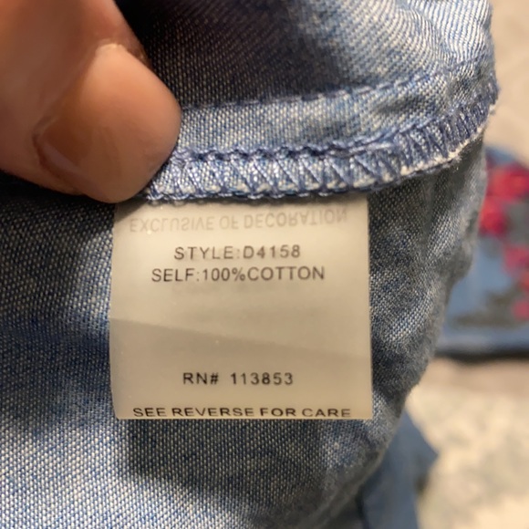 SUGAR LIPS off shoulder chambray embroidered dress - Picture 8 of 9